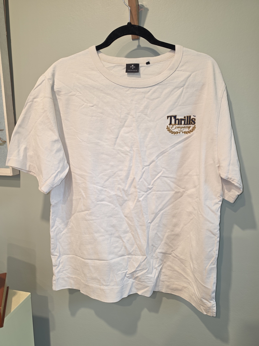 Thrills White Short Sleeve Logo Tee with Gold Emblem